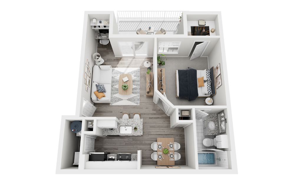 A2R - 1 bedroom floorplan layout with 1 bathroom and 643 square feet A2R - 1 bedroom floorplan layout with 1 bathroom and 643 square feet
