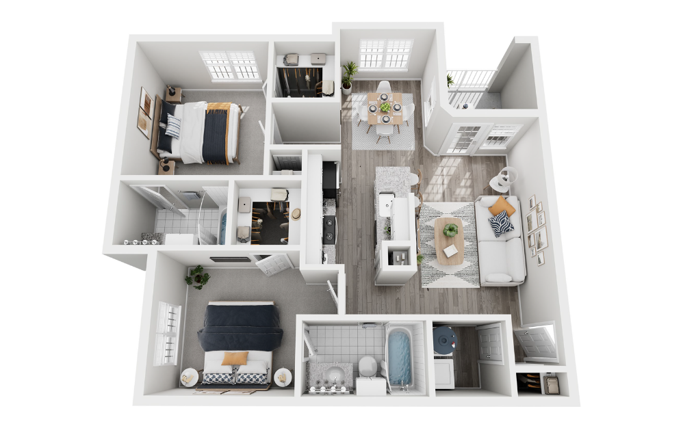 B3RW - 2 bedroom floorplan layout with 2 bathrooms and 981 square feet B3RW - 2 bedroom floorplan layout with 2 bathrooms and 981 square feet